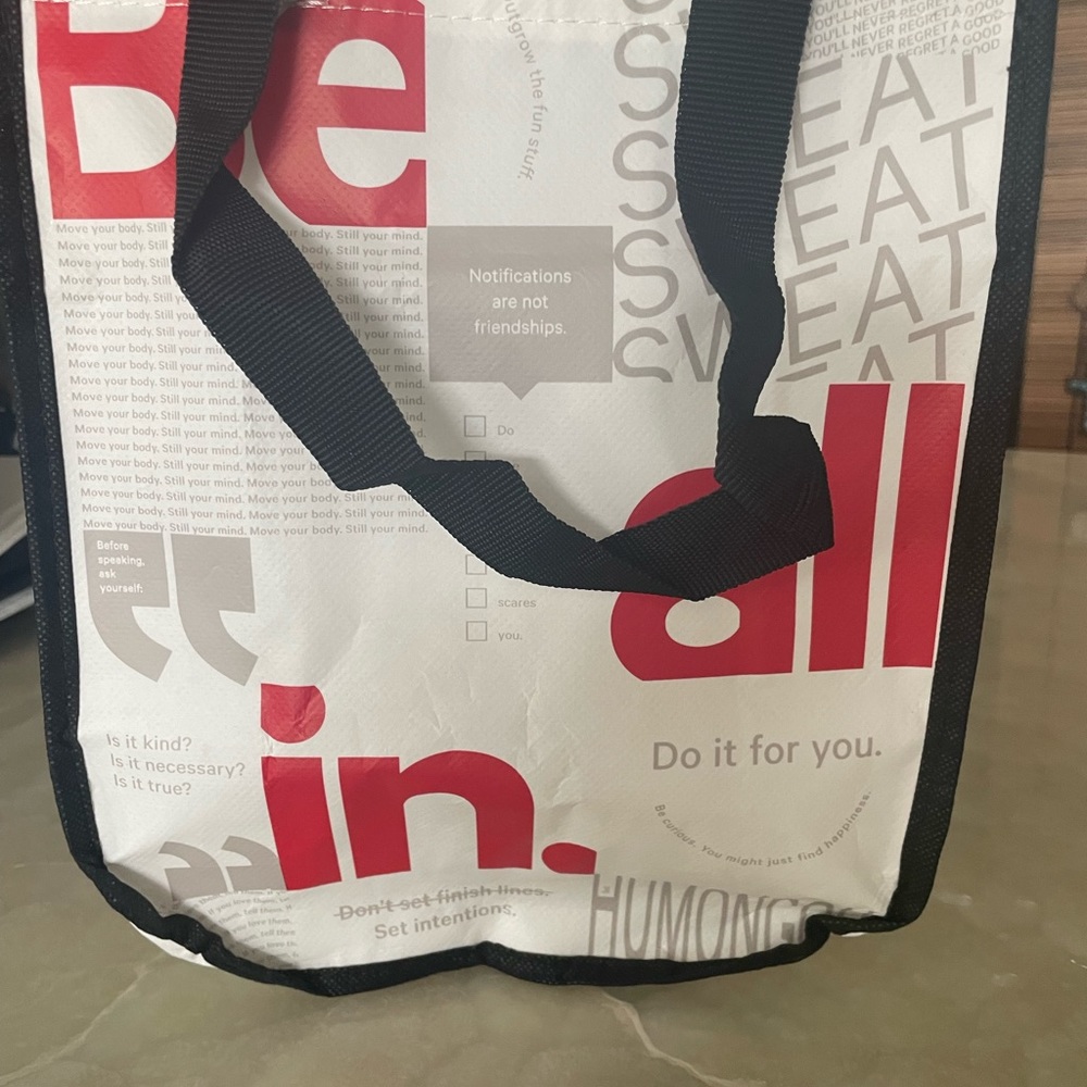 Five Lululemon shopping bags.   2 sizes. Choose any 5 Message me your choice.